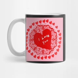 Lace I Love You Heart Circle Mug